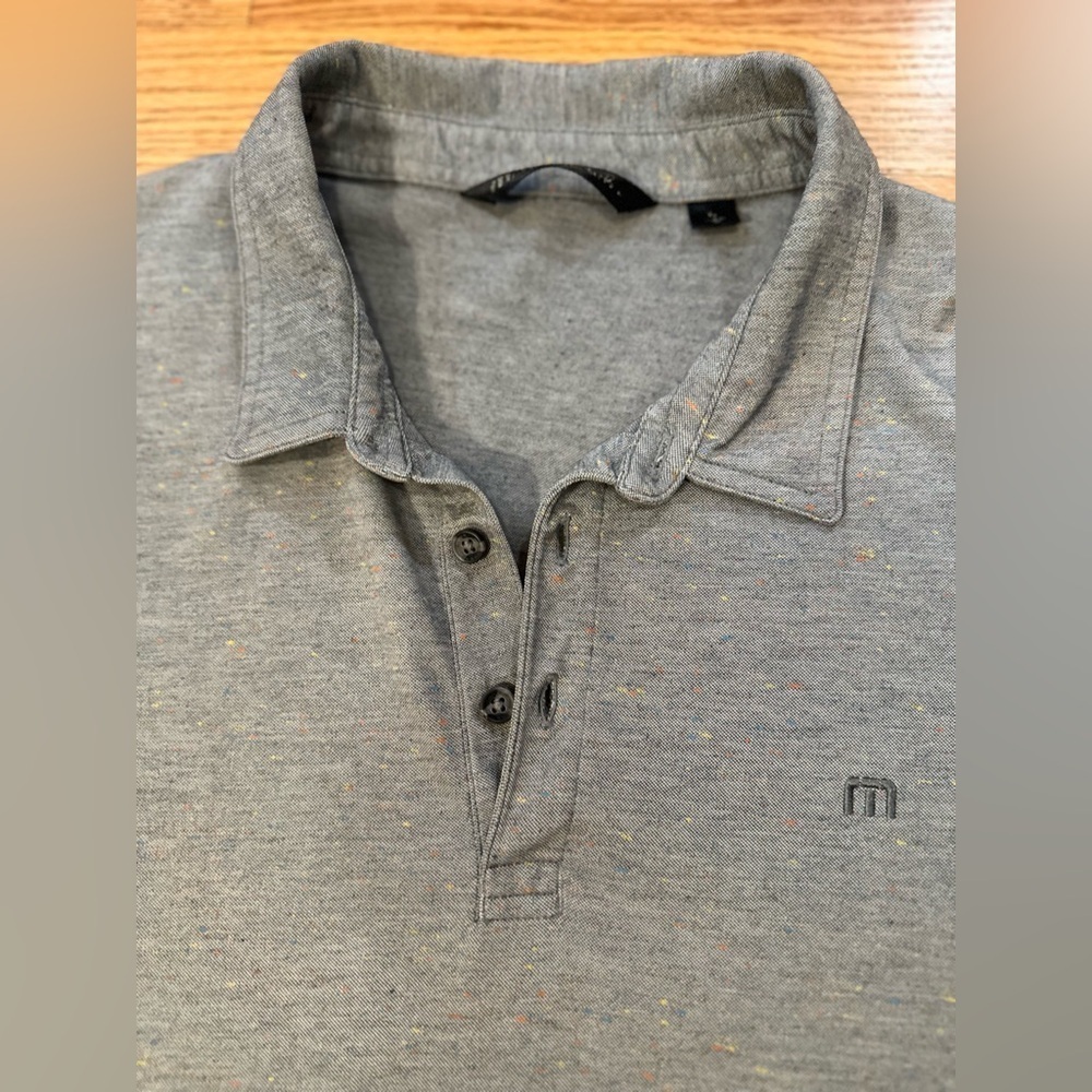 Travis Mathew Polo Shirt Mens Size XL Gray Confetti Preppy Dad Comfort Active - Picture 3 of 11